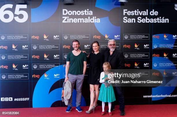 Bogdan Dumitrache, Iulia Lumanare and Constantin Popescu attend 'Pororoca' premiere during 65th San Sebastian Film Festival on September 26, 2017 in...