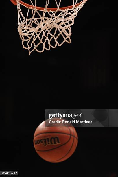 Detail shot of a basketball falling through baket during the Phillips 66 Big 12 Men's Basketball Championship at the Ford Center March 12, 2009 in...