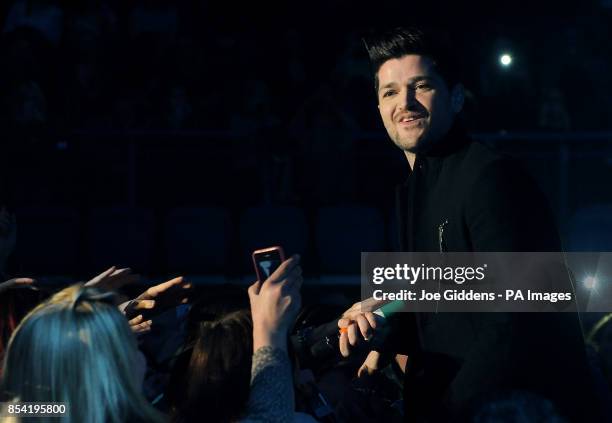 Danny O'Donoghue from The Script performs at the Capital FM Arena, Nottingham.