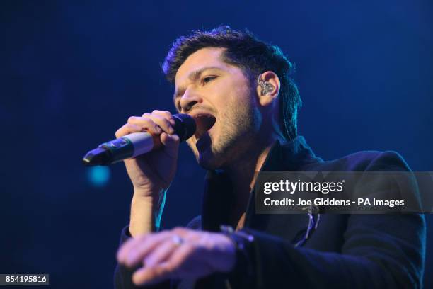 Danny O'Donoghue from The Script performs at the Capital FM Arena, Nottingham.