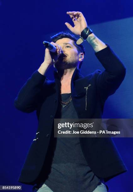 Danny O'Donoghue from The Script performs at the Capital FM Arena, Nottingham.