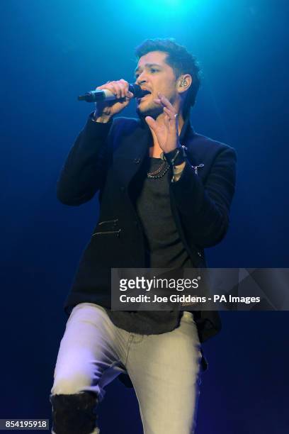 Danny O'Donoghue from The Script performs at the Capital FM Arena, Nottingham.