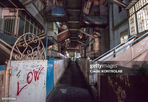 Internal view from the Vele building in the Scampia area in the suburb of Naples. The northern Neapolitan suburb of Scampia is notorious for its drug...