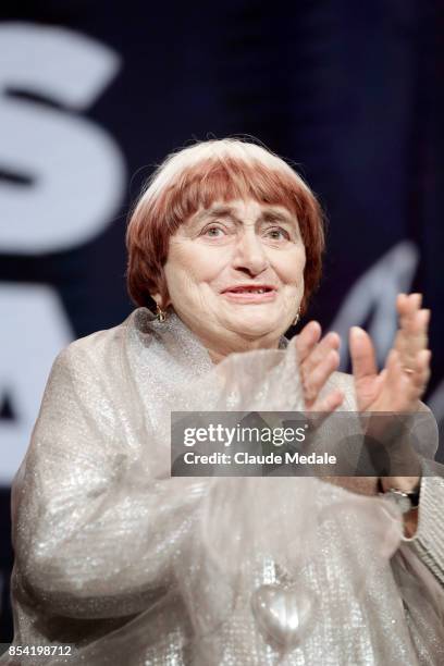 Agnes Varda receives Donostia Award during 65th San Sebastian Film Festival on September 24, 2017 in San Sebastian, Spain.