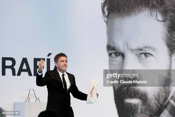 Antonio Banderas receives the National Cinema Award during 65th San Sebastian Film Festival at Prisma-Tabakalera on September 23, 2017 in San...