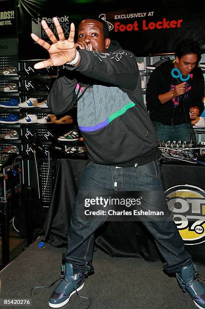 Recording artist Kidz In The Hall' Naledge performs "I Got It Made " at Foot Locker Times Square on March 13, 2009 in New York City.