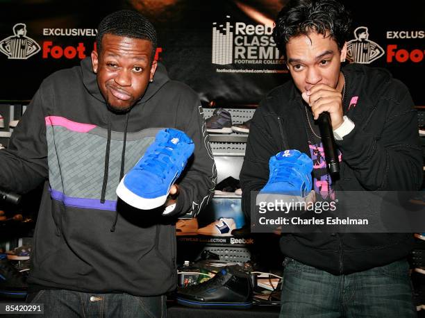 Recording artists Kidz In The Hall' Naledge and Double-O perform "I Got It Made " at Foot Locker Times Square on March 13, 2009 in New York City.