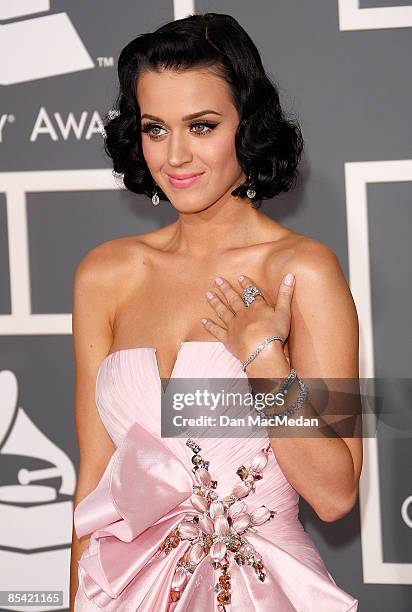 Singer Katy Perry arrives at the 51st Annual GRAMMY Awards held at the Staples Center on February 8, 2009 in Los Angeles, California.