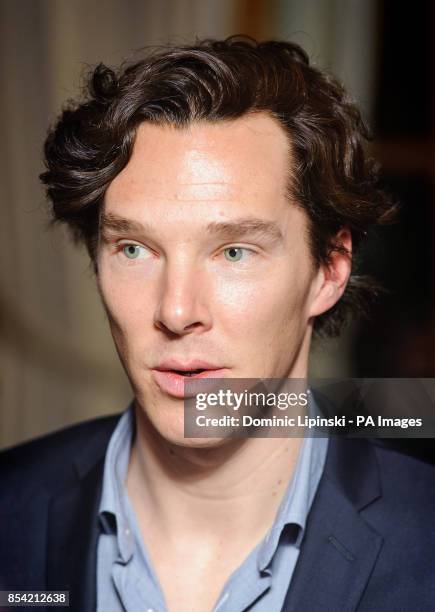 Benedict Cumberpatch in the press room at the Sky Arts South Bank Awards, at the Dorchester hotel, in central London.