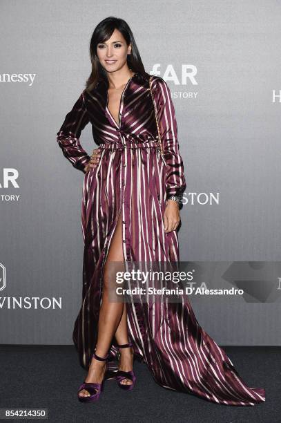 Caterina Balivo walks the red carpet of amfAR Gala Milano on September 21, 2017 in Milan, Italy.