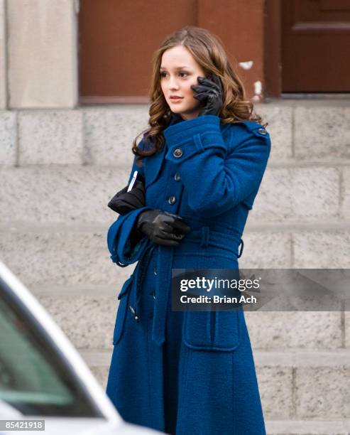 Actress Leighton Meester seen on the streets of Manhattan on March 13, 2009 in New York City.