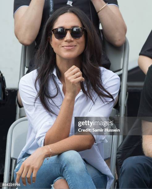 Meghan Markle appears at the wheelchair tennis on day 3 of the Invictus Games Toronto 2017 on September 25, 2017 in Toronto, Canada. The Games use...