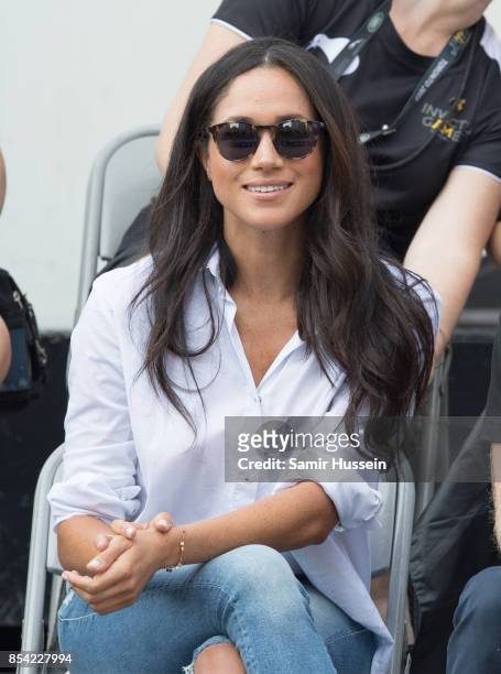 Meghan Markle appears at the wheelchair tennis on day 3 of the Invictus Games Toronto 2017 on September 25, 2017 in Toronto, Canada. The Games use...