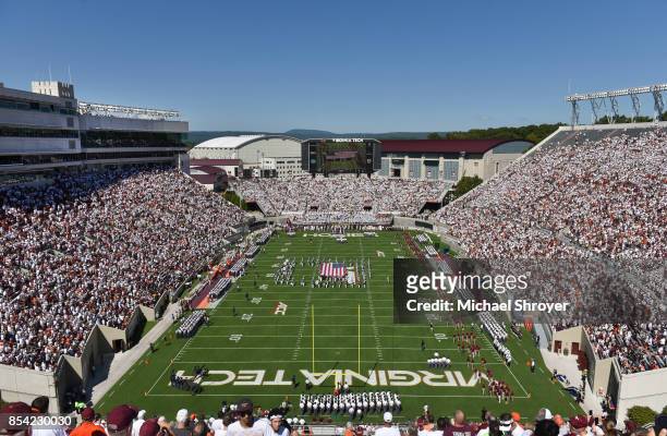 General view of Lane Stadium prior to the game between the Virginia Tech Hokies and the Old Dominion University Monarchs on September 23, 2017 in...