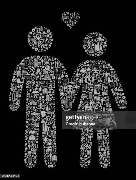 couple construction industry vector icon pattern - construction working together stock illustrations