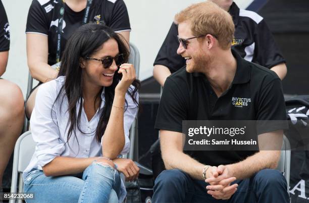 Meghan Markle and Prince Harry attend wheelchair tennis on day 3 of the Invictus Games Toronto 2017 on September 25, 2017 in Toronto, Canada. The...