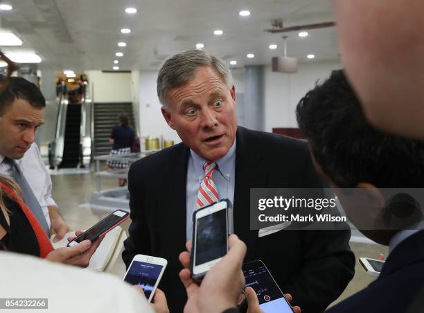 Senate Intelligence Committee Chairman Richard Burr speaks to reporters before attending a closed door committee hearing, on September 26, 2017 in...