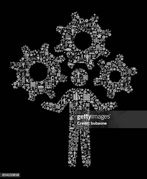 holding gears construction industry vector icon pattern - sledgehammer stock illustrations