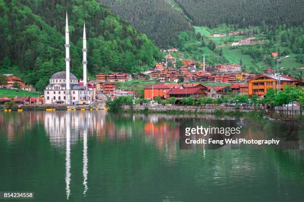 lakeside mosque, uzungol, trabzon, black sea region, turkey - trabzon stock-fotos und bilder
