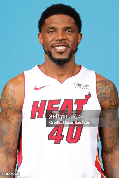 Fl Udonis Haslem of the Miami Heat poses for a head shot at American Airlines Arena in Miami, Florida on September 25, 2017. NOTE TO USER: User...