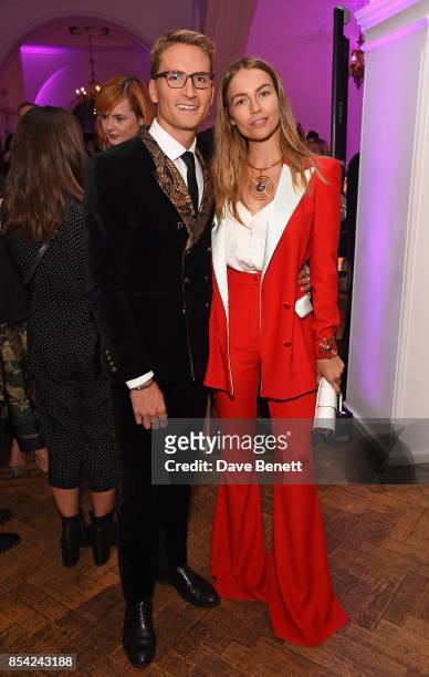 Oliver Proudlock and Emma Louise Connolly attend the Marie Claire Future Shapers Awards drinks reception at One Marylebone on September 26, 2017 in...