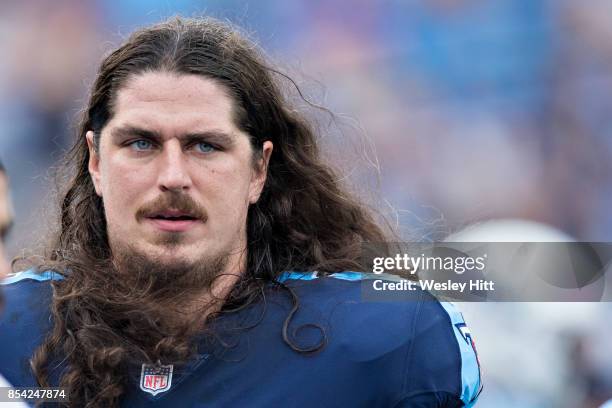 Dennis Kelly of the Tennessee Titans on the sidelines during a game against the Seattle Seahawks at Nissan Stadium on September 24, 2017 in...