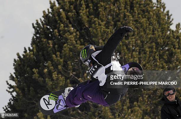 Norwegian Kjersti Buaas competes to win the women's World Cup half pipe in La Molina on March 14, 2009. Buaas took the first position followed by...