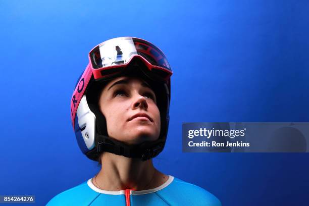 Ski Jumper Sarah Hendrickson poses for a portrait during the Team USA Media Summit ahead of the PyeongChang 2018 Olympic Winter Games on September...