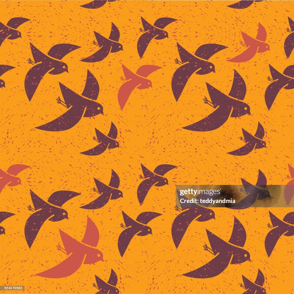 Fall Bird Pattern Background Seamless Autumn Pattern Of Birds Flying South For The Winter High-Res ...
