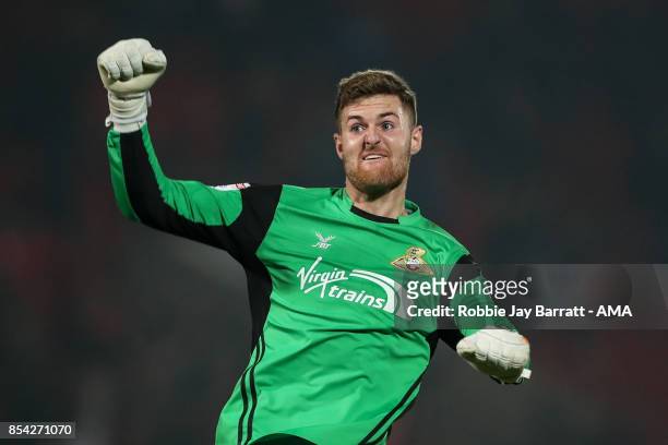 Ian Lawlor of Doncaster Rovers celebrates during the Sky Bet League One match between Doncaster Rovers and Shrewsbury Town at Keepmoat Stadium on...