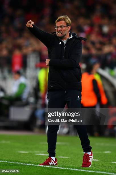 Jurgen Klopp, Manager of Liverpool reacts during the UEFA Champions League group E match between Spartak Moskva and Liverpool FC at Otkrytije Arena...