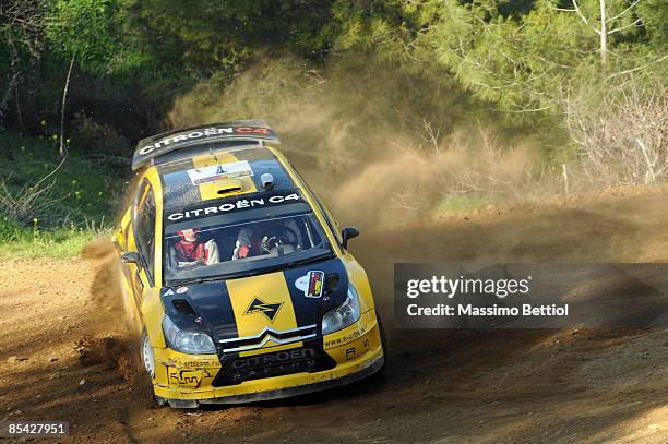 Evgeny Novikov of Russia and Dale Moscatt of Great Britain in action in the Citroen C4 Junior Team during Leg 2 of the WRC FxPro Rally of Cyprus 2009...