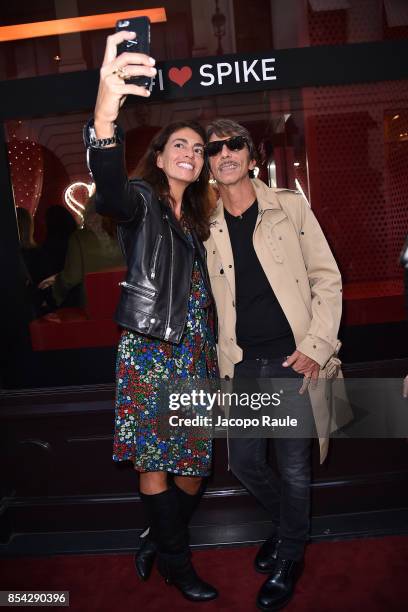 Pierpaolo Piccioli and Viviana Volpicella attend the Valentino #ILoveSpike Cocktail as part of the Paris Fashion Week Womenswear Spring/Summer 2018...