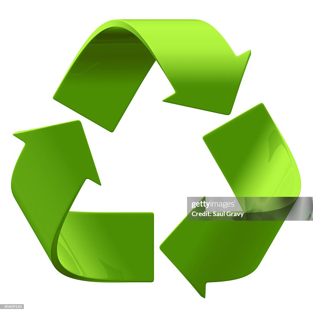 A green recycling symbol on a white background.
