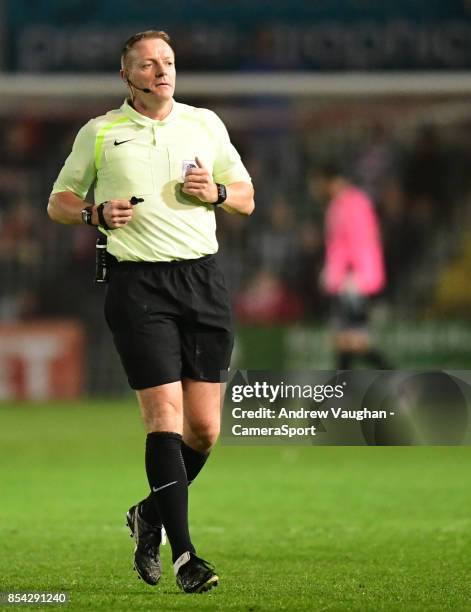 Referee Trevor Kettle during the Sky Bet League Two match between Lincoln City and Barnet at Sincil Bank Stadium on September 26, 2017 in Lincoln,...