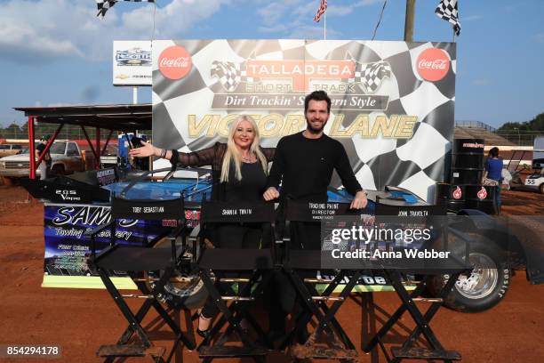 Producers and founders of AMBI Media Group Monika Bacardi and Andrea Iervolino On The Set Of The Movie "Trading Paint" on September 14, 2017 in...