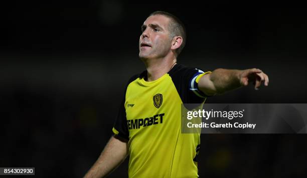 Jake Buxton of Burton during the Sky Bet Championship match between Burton Albion and Aston Villa at Pirelli Stadium on September 26, 2017 in...