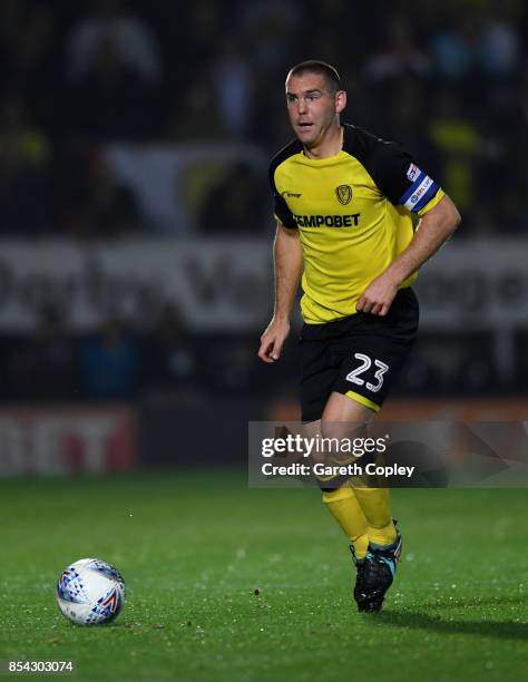 Jake Buxton of Burton during the Sky Bet Championship match between Burton Albion and Aston Villa at Pirelli Stadium on September 26, 2017 in...