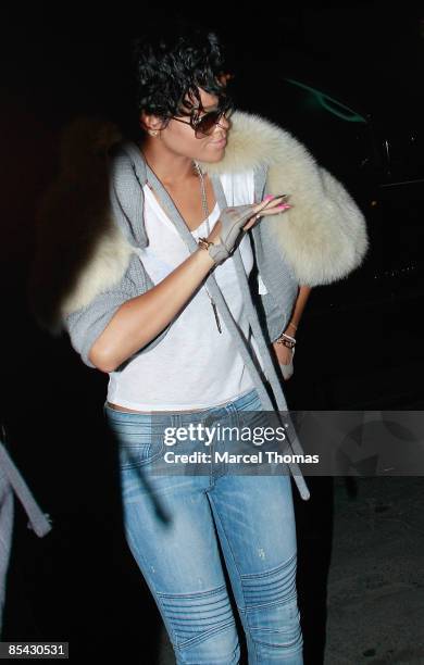 Rihanna is seen on the streets of Manhattan on March 14, 2009 in New York City.