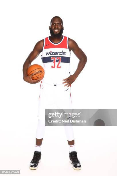 Daniel Ochefu of the Washington Wizards poses for a portrait during Media Day on September 25, 2017 at Capital One Center in Washington DC. NOTE TO...