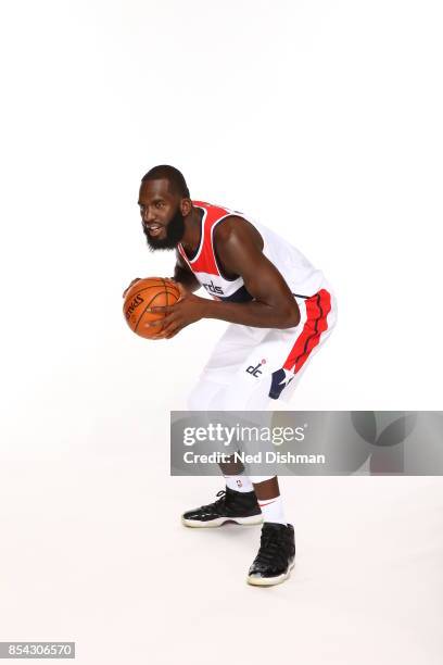 Daniel Ochefu of the Washington Wizards poses for a portrait during Media Day on September 25, 2017 at Capital One Center in Washington DC. NOTE TO...