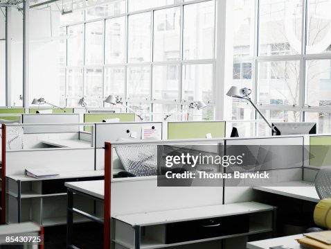 Empty workstations in office Empty workstations in office