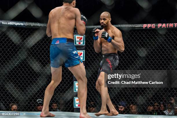 Fight Night 116: David Branch in action vs Luke Rockhold during middleweight bout at PPG Paints Arena. Pittsburgh, PA 9/16/2017 CREDIT: Chad Matthew...