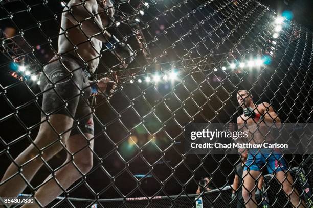Fight Night 116: Luke Rockhold in action vs David Branch during middleweight bout at PPG Paints Arena. Pittsburgh, PA 9/16/2017 CREDIT: Chad Matthew...