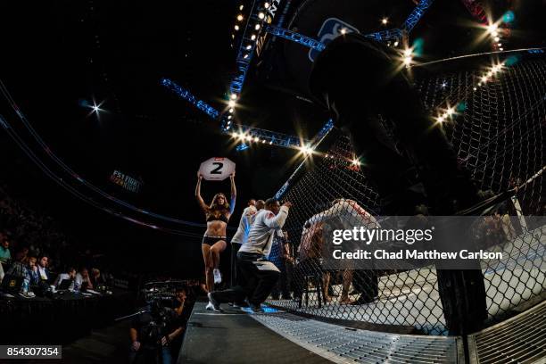 Fight Night 116: Overall view of ring and ring girl during David Branch vs Luke Rockhold middleweight bout at PPG Paints Arena. Pittsburgh, PA...