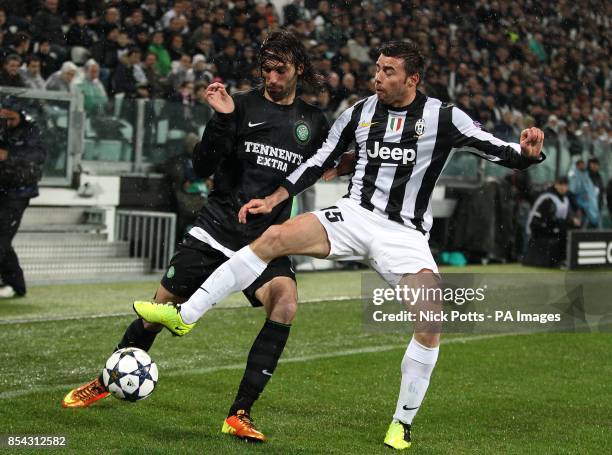 Celtic's Georgios Samaras and Juventus' Andrea Barzagli battle for the ball