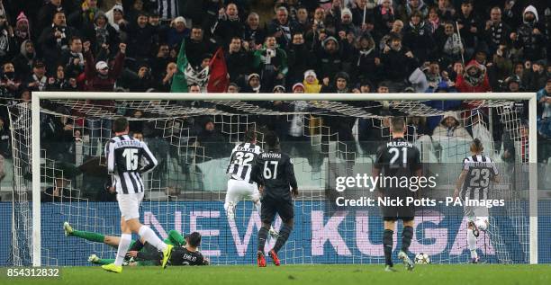 Juventus' Alessandro Matri scores his side's first goal of the game