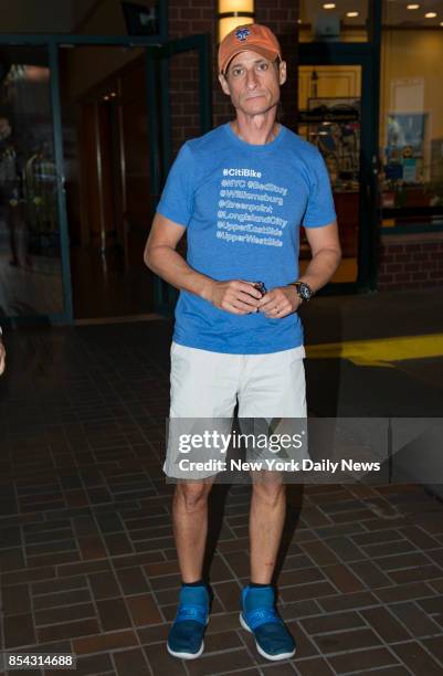 Former Congressman Anthony Weiner leaves his homei in Manhattan on Monday, September 25, 2017. He was sentenced to 21 months in prison for sexting a...