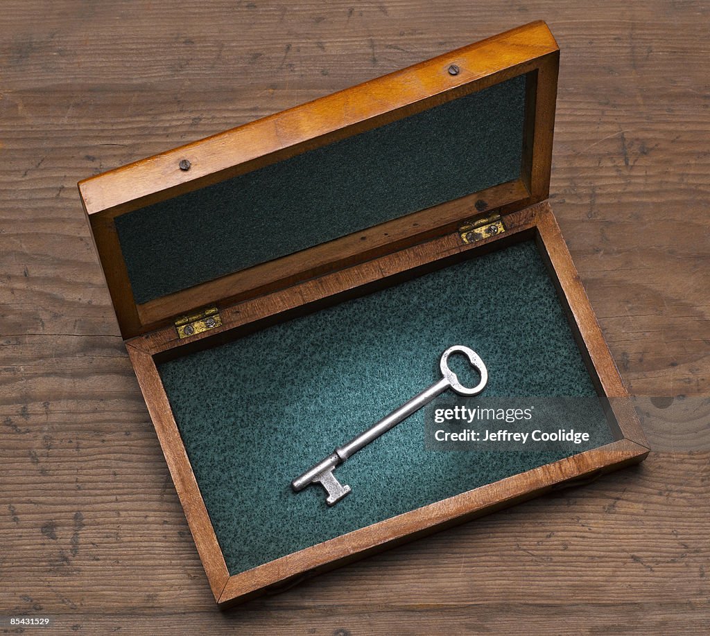 Antique Key in Wooden box