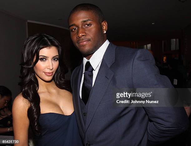 Kim Kardashian and Reggie Bush attend Russell Simmons Rush Philanthropic Arts Foundation Art For Life Miami Beach benefit gala on March 14, 2009 in...